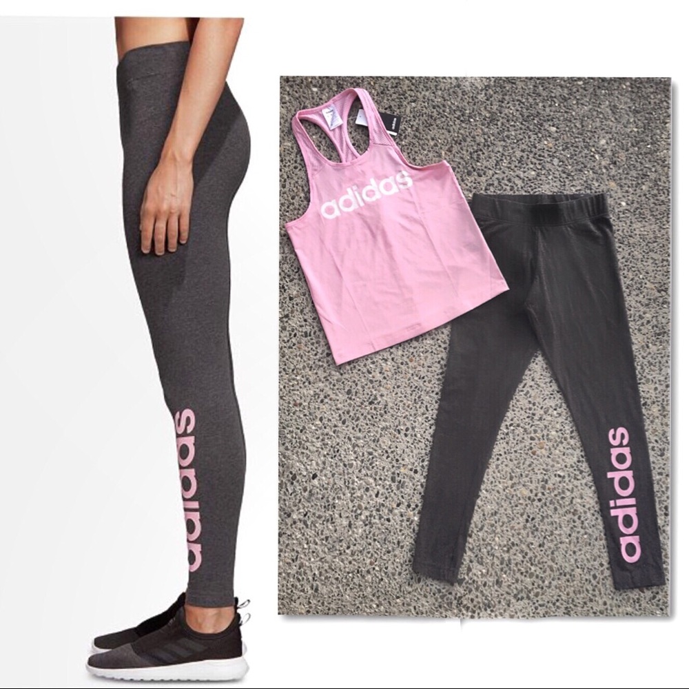 Adidas Dark Heather Grey Logo Tights